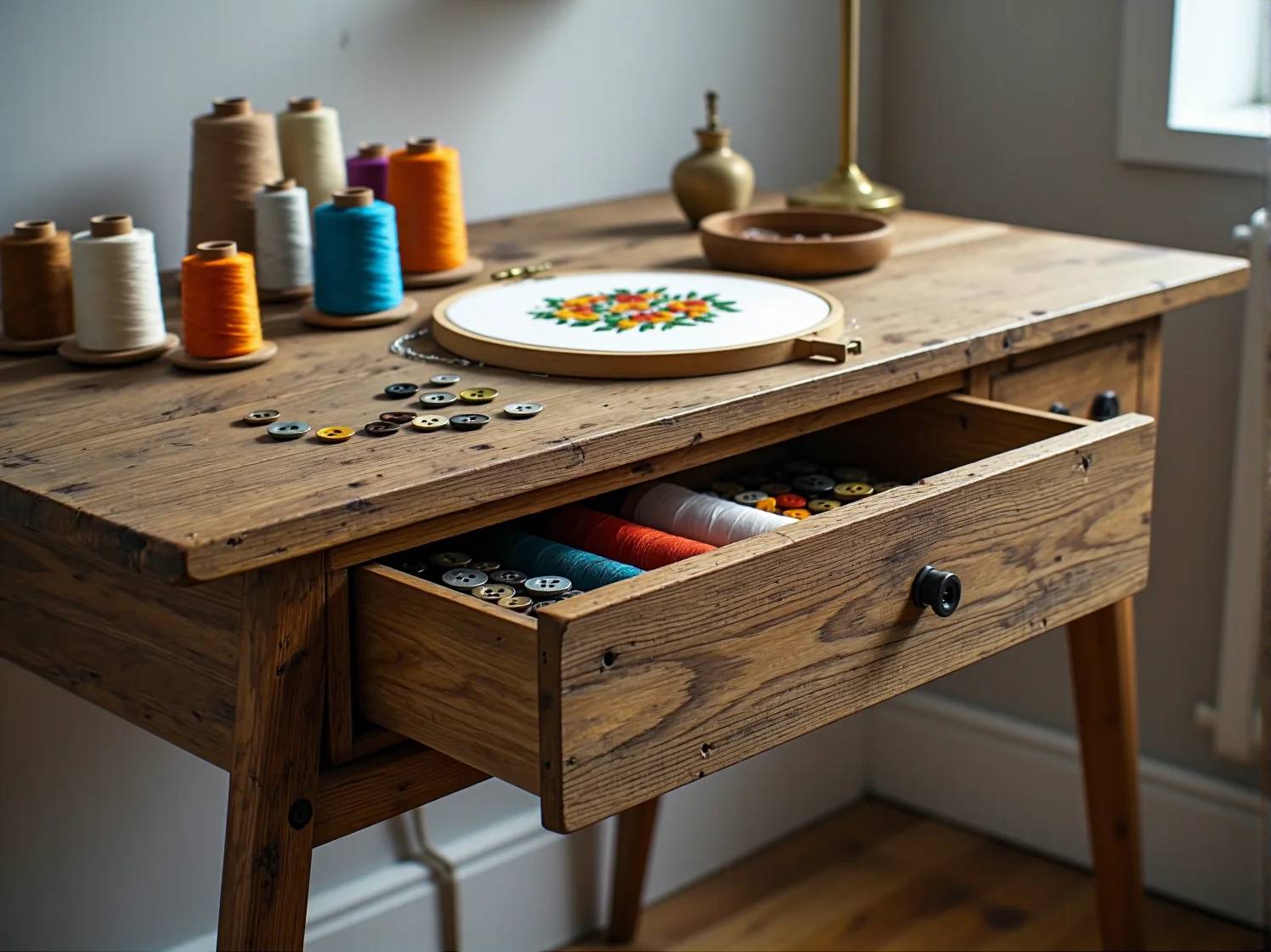 Ciężkie aksamitne zasłony w sypialni retro dodające wnętrzu elegancji i duszy.