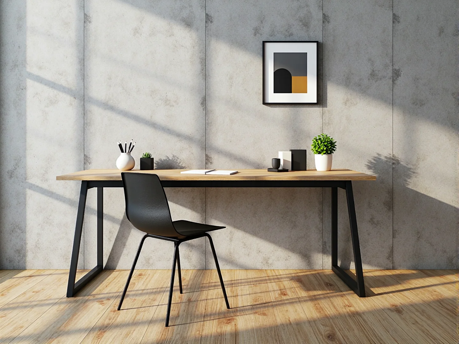 Detal wnętrza: czarna, metalowa komoda w stylu industrialnym na tle jasnej, spokojnej aranżacji japandi.