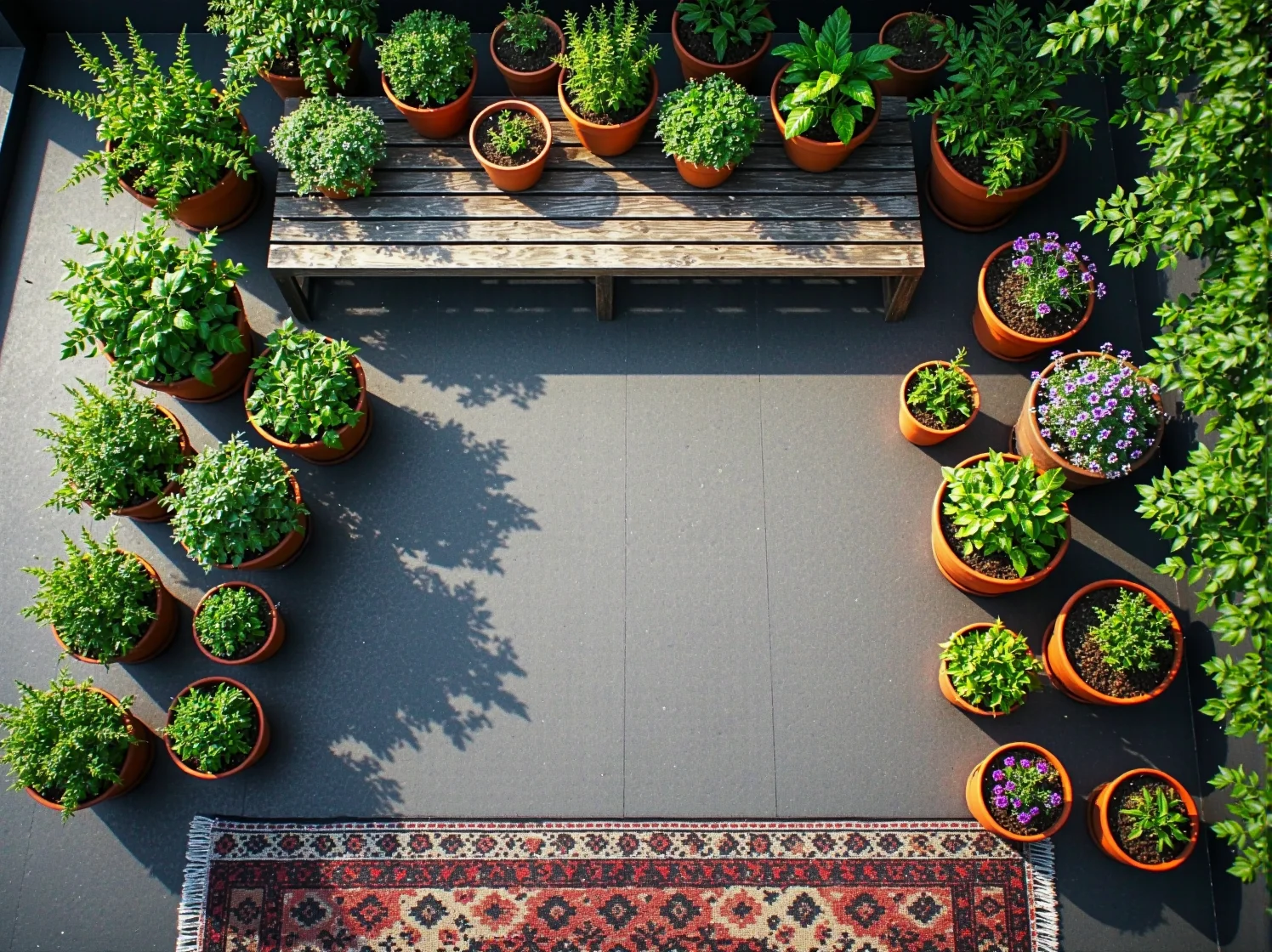 Tekstylia i poduszki na plecionym fotelu na tarasie, łączące nowoczesny minimalizm z urokiem retro.