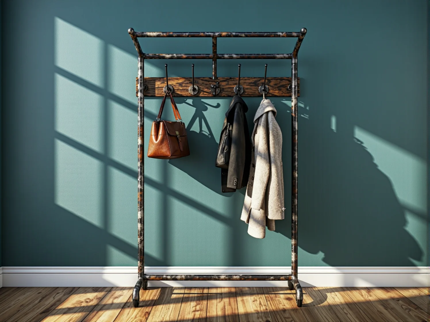 Drewniany wieszak ścienny z palet w stylu rustykalnym - prosty sposób na recykling.