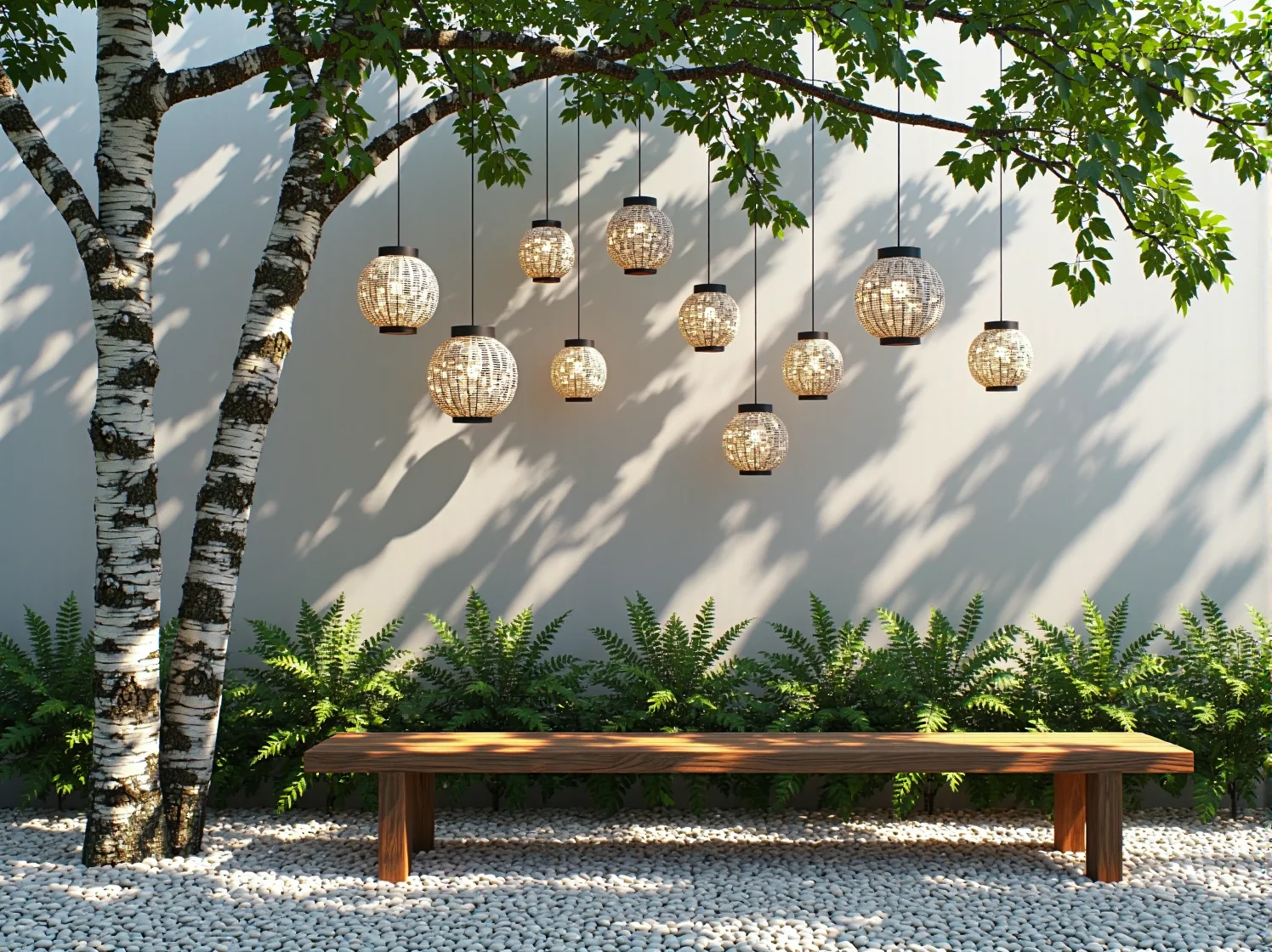 Ekologiczne lampy solarne do ogrodu w surowym stylu skandynawskim.