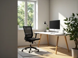 Ergonomiczne krzesło biurowe czarne z siatką i podłokietnikami