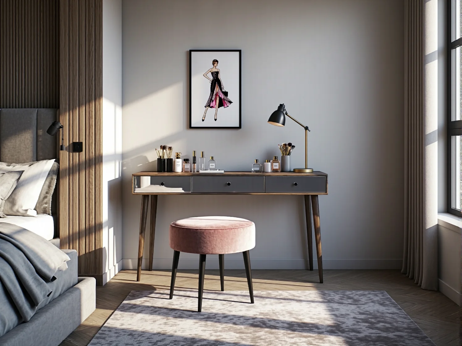 Funkcjonalne łóżko glamour z pojemnikiem – idealne rozwiązanie do niewielkich przestrzeni.