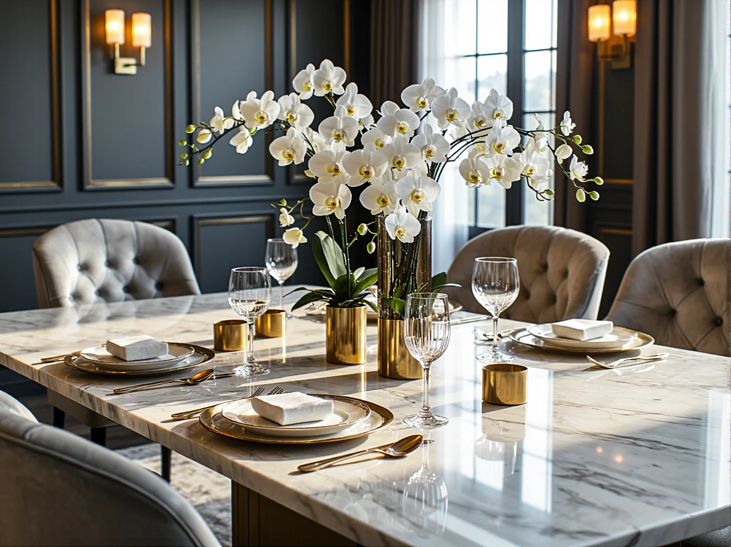 Historyczne zdjęcie stołu z epoki Złotej Ery Hollywood, inspiracja dla współczesnego stylu glamour.