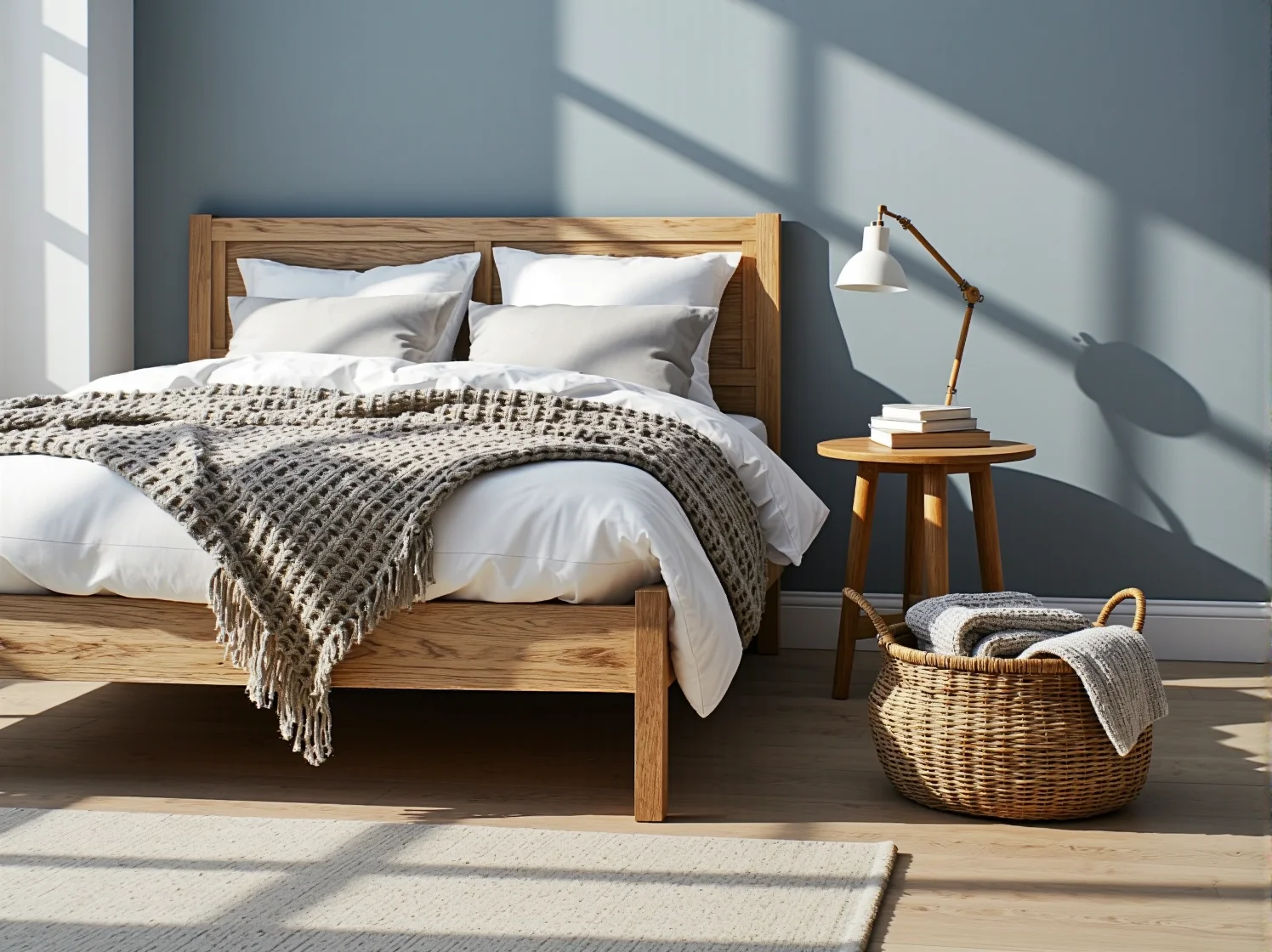 Aranżacja w stylu loftowym. Surowe wnętrze z ceglaną ścianą, czarnymi metalowymi dodatkami i masywnymi meblami.