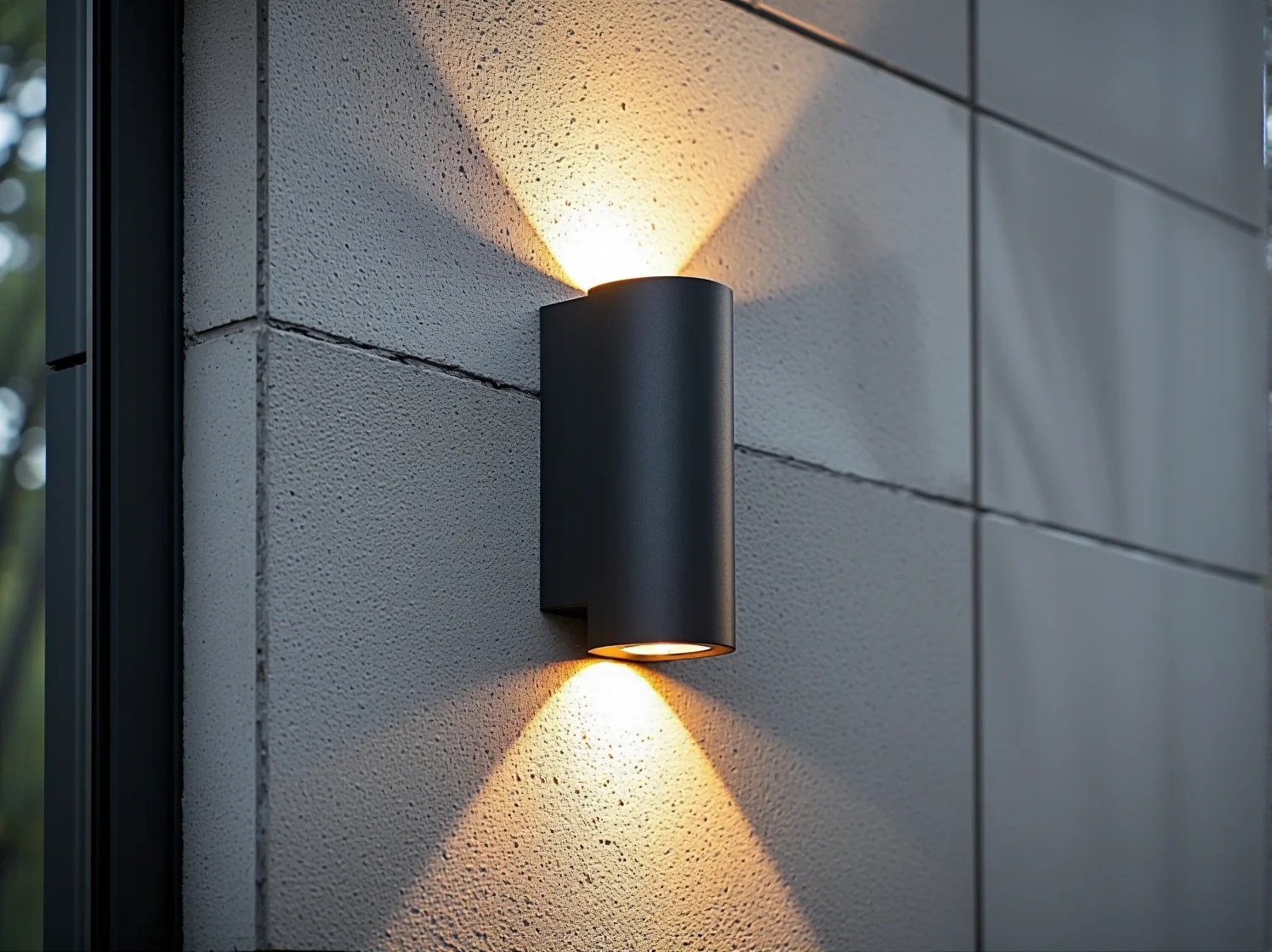 Minimalistyczne lampy ścieżkowe LED podświetlające nowoczesny ogród i betonowe alejki.