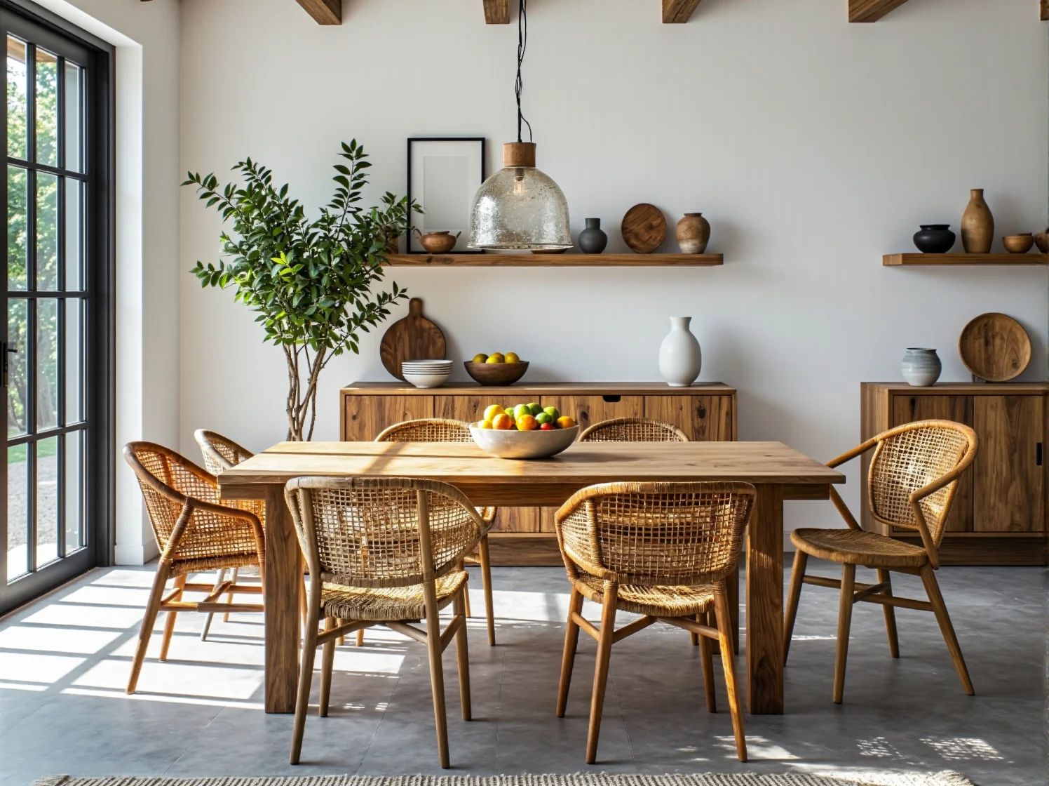 Ekologiczne dodatki z wikliny i lnu w przytulnym rustykalnym wnętrzu