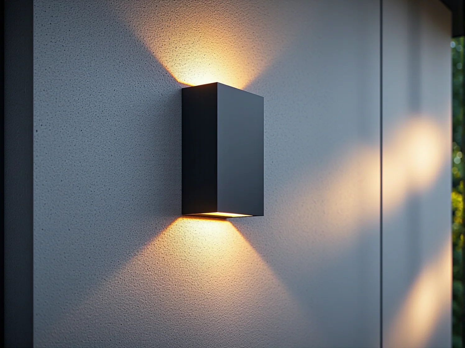 Czarne kinkiety zewnętrzne w stylu nowoczesnym na elewacji domu przy tarasie