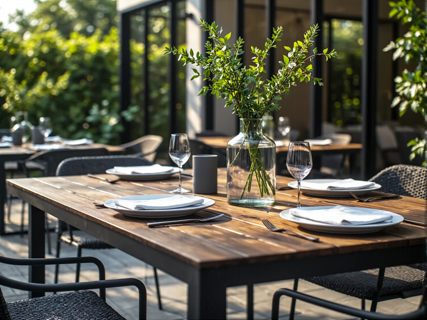 Komfortowe meble do kawiarni zapewniające wygodę gościom w ogródku letnim.