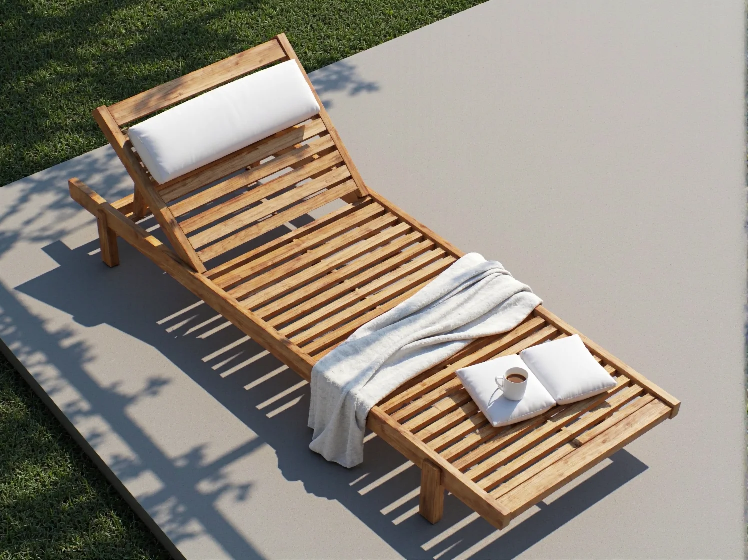 Komfortowy relaks w ogrodzie na leżaku wykonanym z surowców odnawialnych.