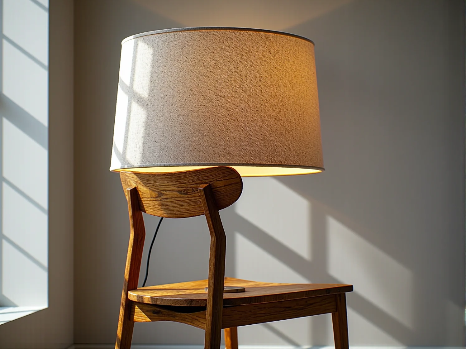 Stare drewniane krzesło przed renowacją i przekształceniem w designerską lampę. Projekt DIY krok po kroku.