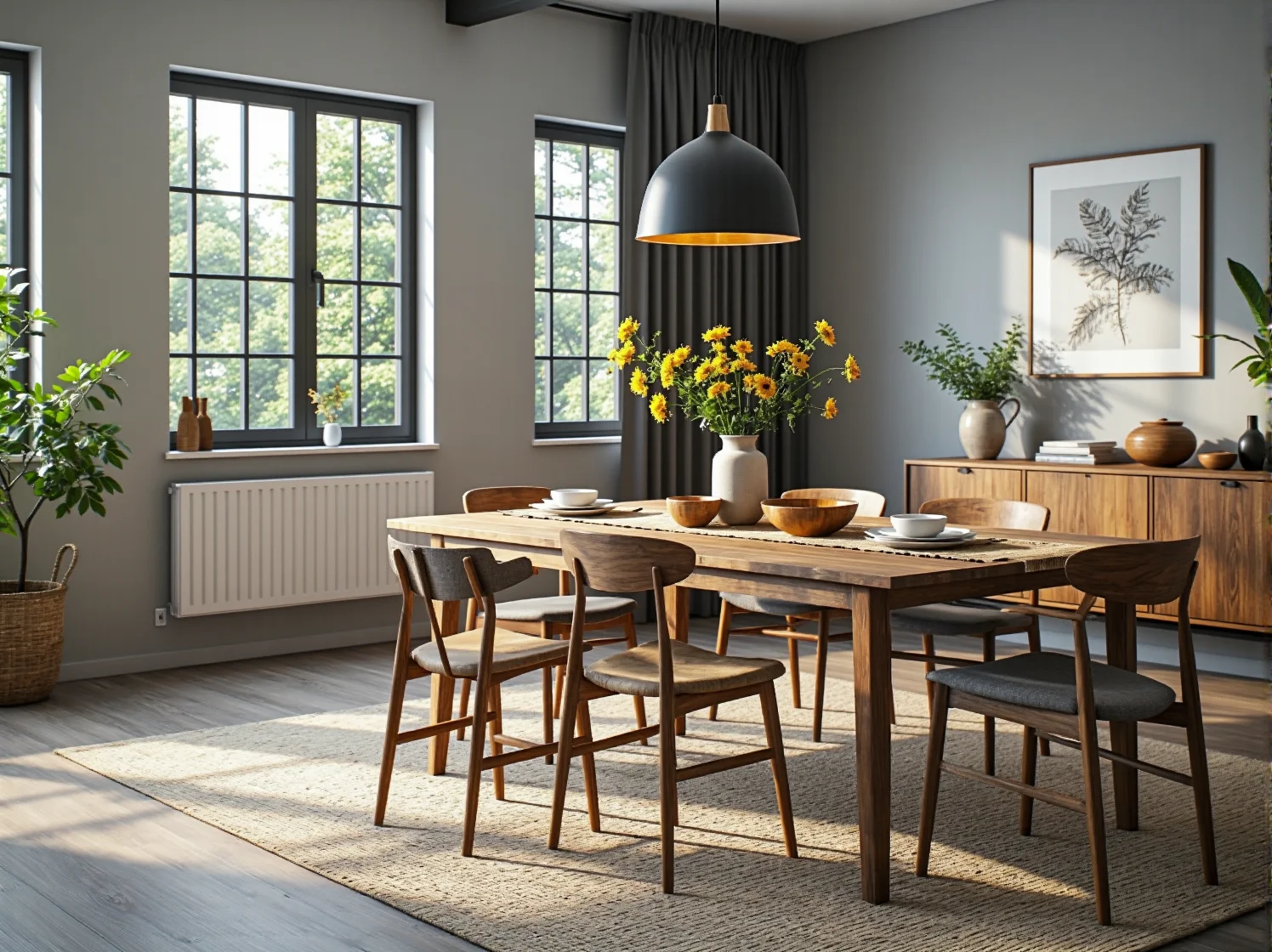 Przytulna sypialnia retro z lnianą pościelą i dodatkami z wikliny i drewna.